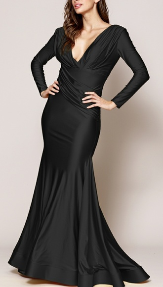 Long sleeve fitted formal evening gown - Picture 3 of 11